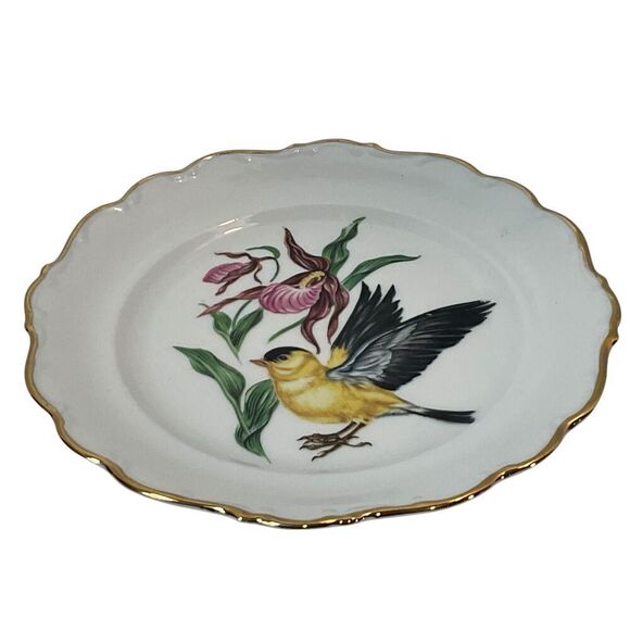SCHUMANN Arzberg Bavaria Bird Plates Gold Rimmed American Goldfinch 8” Vintage - Picture 4 of 11